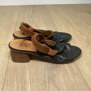 Miz Mooz Black and Brown Sandals with Open Back
